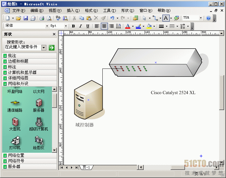 在visio 2003中介紹的連接方法很復雜,其實可以不用管它,只需使用工具