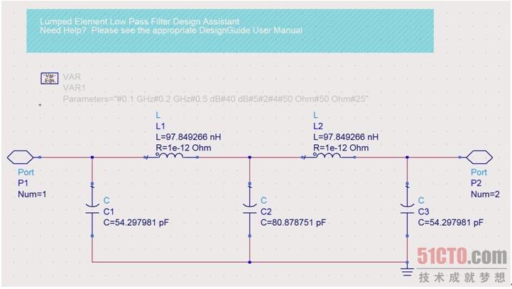 下面对图10.15中【Filter DesignGuide】窗口的参量介绍如下。 Source Impedances为源阻抗,源阻抗的默认状态为50。 Load Impedances为负载阻抗,负载阻抗的默认状态为50。 First Element为滤波器第一个元器件的串并联方式,Parallel为并联方式,Series为串联方式,软件的默认状态为Parallel并联方式。 Order(N)为滤波器的阶数,滤波器的阶数与滤波器的元器件数相同 Response Type为滤波器响应的方式,滤波器响应的方式